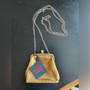 Hobo gold clutch with chain